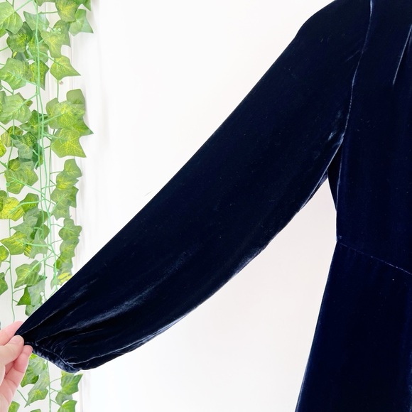 Polo by Ralph Lauren Kids Deep Blue Silk Velvet Dress, Holiday, Hanukkah, Soft - Picture 3 of 7